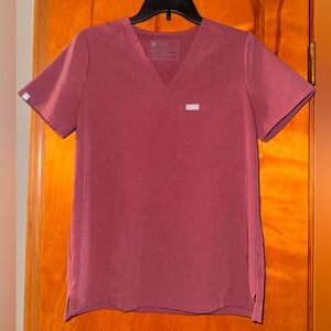 FIGS Catarina Style Scrub Shirt Color:Burgundy Size:Small